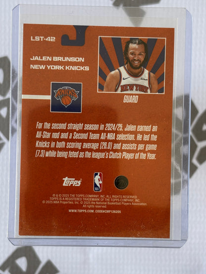 Jalen Brunson – Stock Legends Insert Card | 2025 Topps Basketball