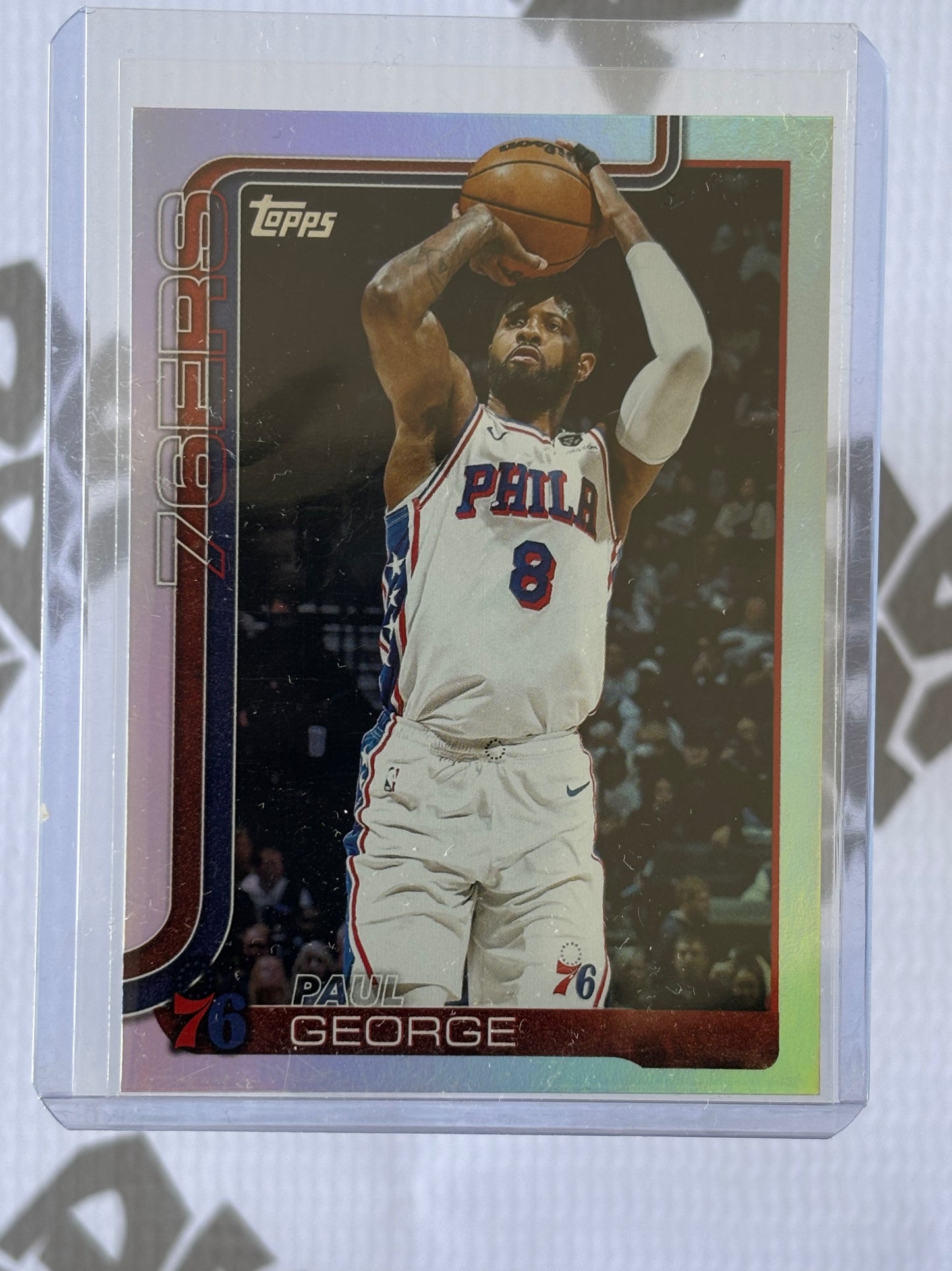 Paul George – 2025 Topps Flagship Basketball #23 Rainbow Foil Parallel | Philadelphia 76ers