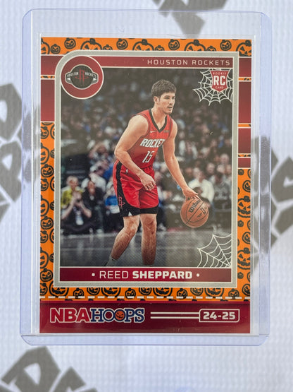 Reed Sheppard RC – 2024-25 Panini Haunted Hoops Orange Pumpkins (Houston Rockets)