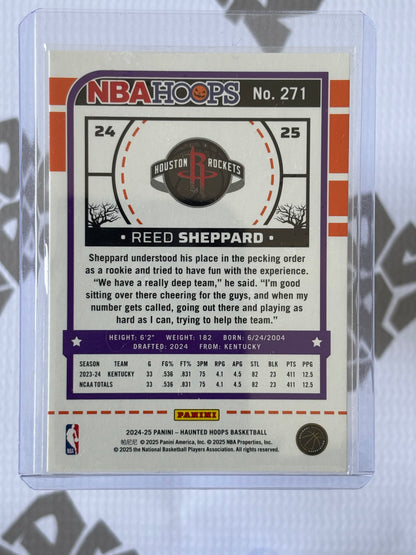 Reed Sheppard RC – 2024-25 Panini Haunted Hoops Orange Pumpkins (Houston Rockets)