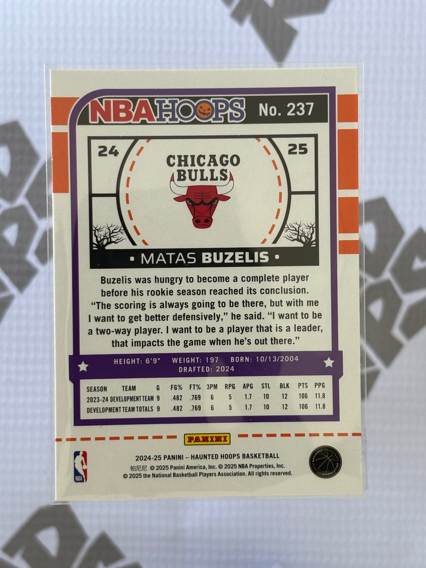Matas Buzelis RC – 2024-25 Panini Haunted Hoops Base (Chicago Bulls)