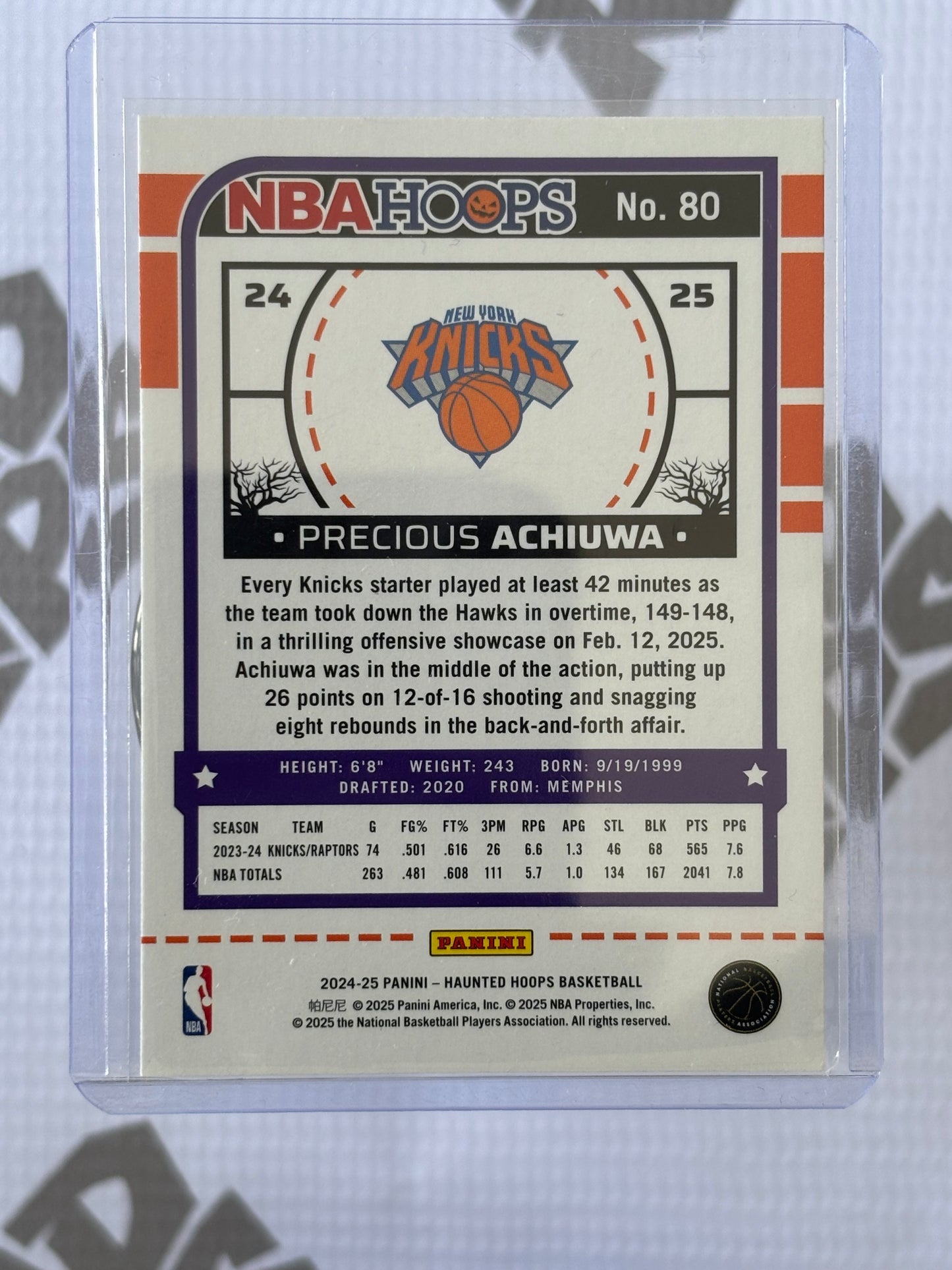 Precious Achiuwa – 2024-25 Panini Haunted Hoops Base (New York Knicks)