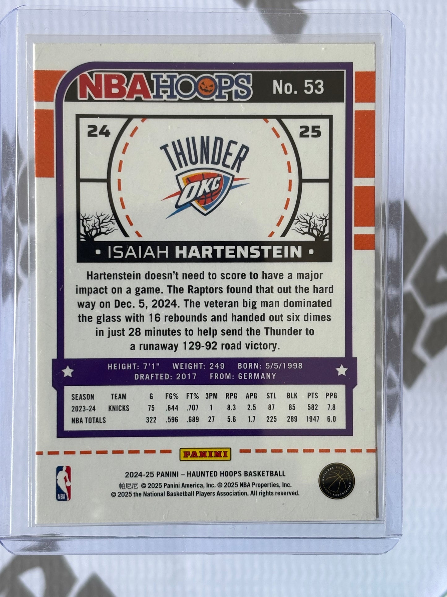 Isaiah Hartenstein – 2024-25 Panini Haunted Hoops Holo Webs (Oklahoma City Thunder)