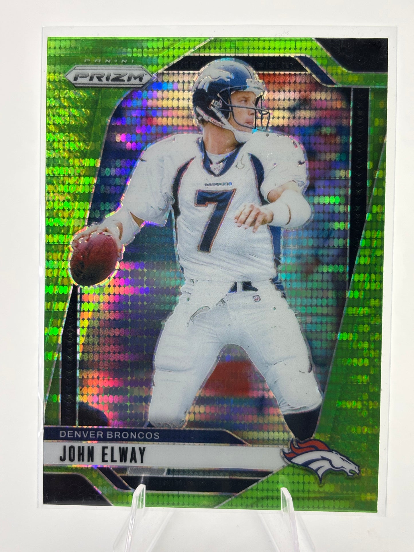 2024 Panini Prizm #89 John Elway Neon Green Pulsar