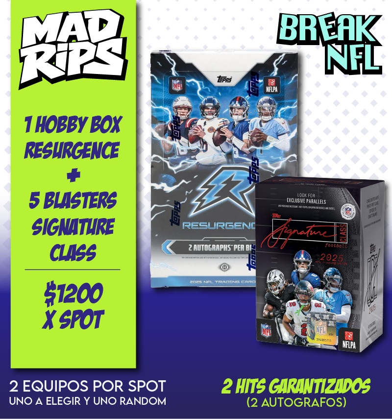 Break NFL Resurgence + Signature Class – Septiembre 2026 | Elige tu Equipo (32 disponibles / 16 Spots)