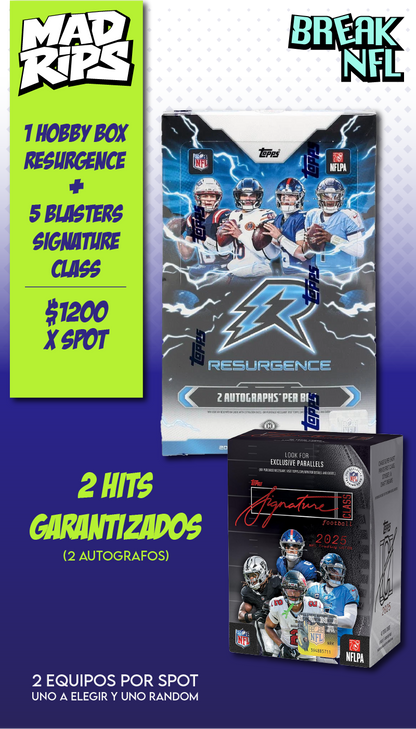 Break NFL Resurgence + Signature Class – Septiembre 2026 | Elige tu Equipo (32 disponibles / 16 Spots)