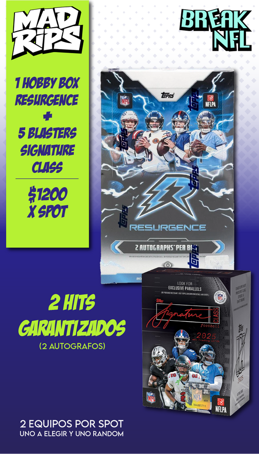 Break NFL Resurgence + Signature Class – Septiembre 2026 | Elige tu Equipo (32 disponibles / 16 Spots)